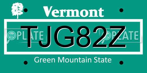 TJG82Z Vermont License Plate