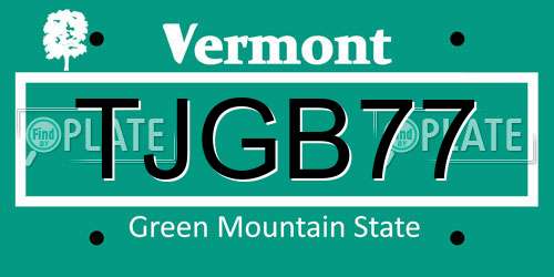 TJGB77 Vermont License Plate
