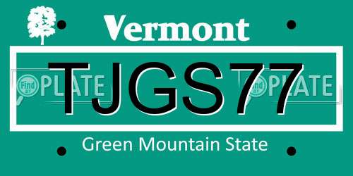 TJGS77 Vermont License Plate