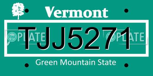 TJJ5271 Vermont License Plate