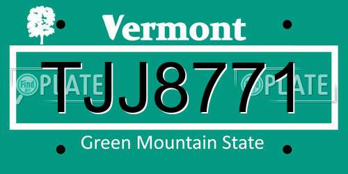 TJJ8771 Vermont License Plate
