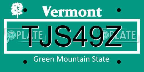 TJS49Z Vermont License Plate