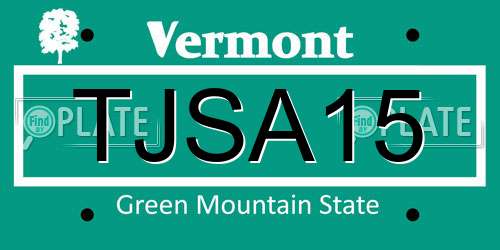 TJSA15 Vermont License Plate