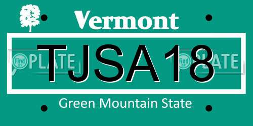 TJSA18 Vermont License Plate