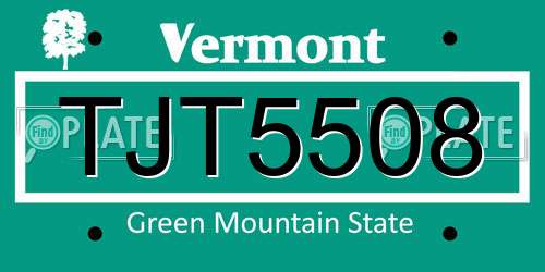 TJT5508 Vermont License Plate