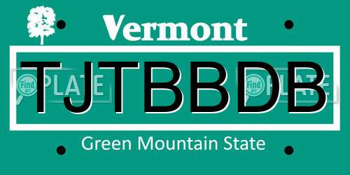 TJTBBDB Vermont License Plate