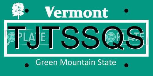TJTSSQS Vermont License Plate