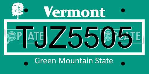 TJZ5505 Vermont License Plate
