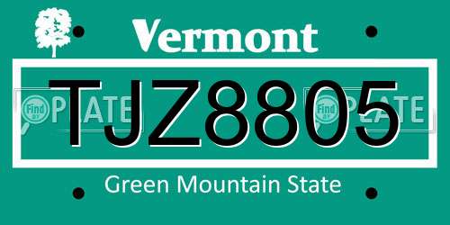 TJZ8805 Vermont License Plate