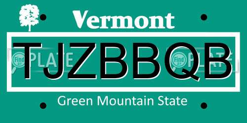 TJZBBQB Vermont License Plate