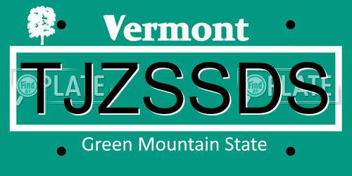 TJZSSDS Vermont License Plate