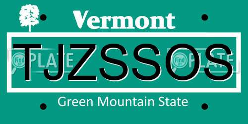 TJZSSOS Vermont License Plate