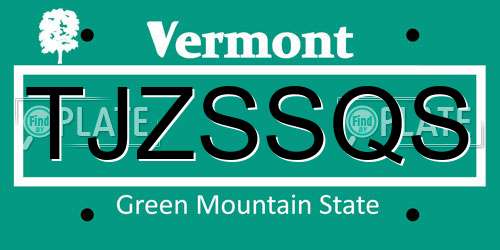 TJZSSQS Vermont License Plate