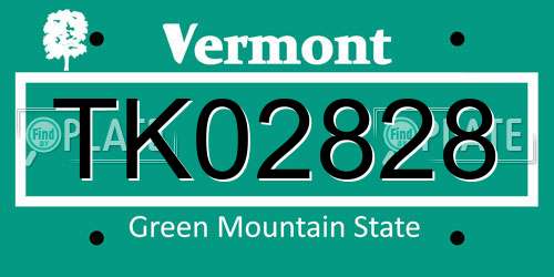 TK02828 Vermont License Plate