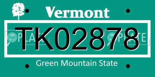 TK02878 Vermont License Plate
