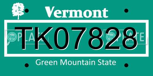 TK07828 Vermont License Plate
