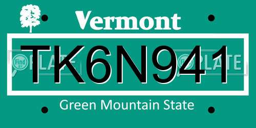 TK6N941 Vermont License Plate