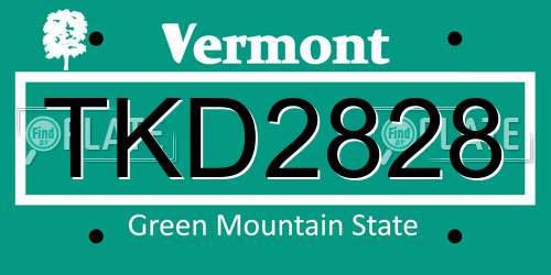 TKD2828 Vermont License Plate