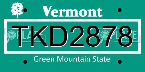 TKD2878 Vermont License Plate