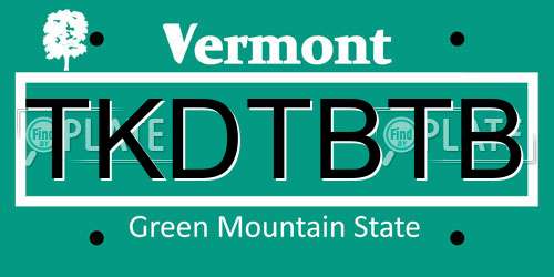 TKDTBTB Vermont License Plate