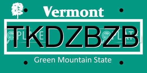 TKDZBZB Vermont License Plate