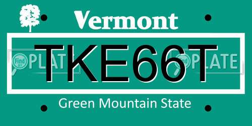 TKE66T Vermont License Plate