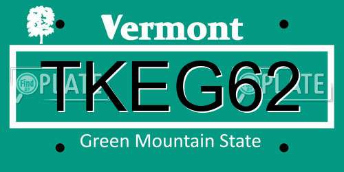 TKEG62 Vermont License Plate