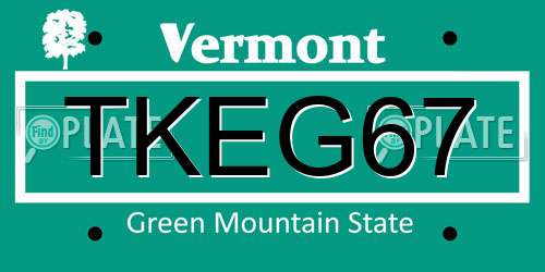 TKEG67 Vermont License Plate