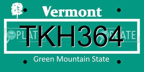 TKH364 Vermont License Plate