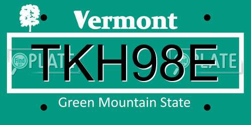 TKH98E Vermont License Plate