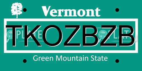TKOZBZB Vermont License Plate