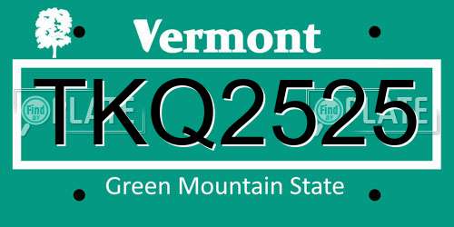 TKQ2525 Vermont License Plate