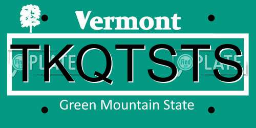 TKQTSTS Vermont License Plate