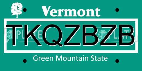 TKQZBZB Vermont License Plate