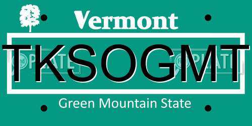 TKSOGMT Vermont License Plate