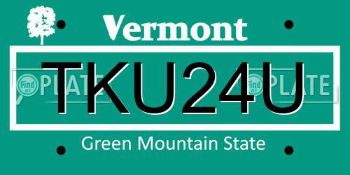 TKU24U Vermont License Plate