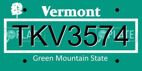 TKV3574 Vermont License Plate