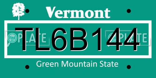 TL6B144 Vermont License Plate