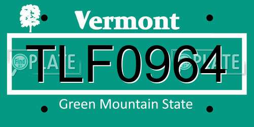 TLF0964 Vermont License Plate