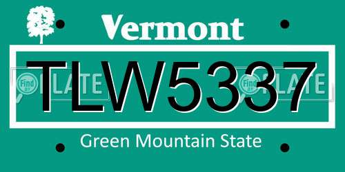 TLW5337 Vermont License Plate