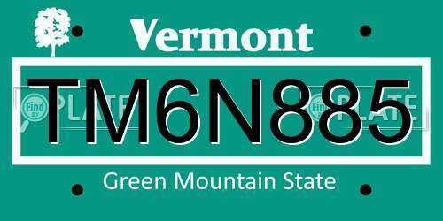 TM6N885 Vermont License Plate