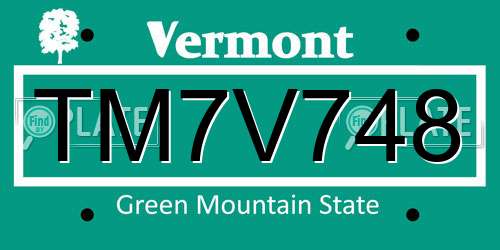 TM7V748 Vermont License Plate