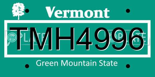 TMH4996 Vermont License Plate