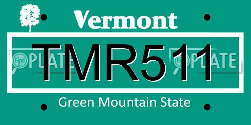 TMR511 Vermont License Plate
