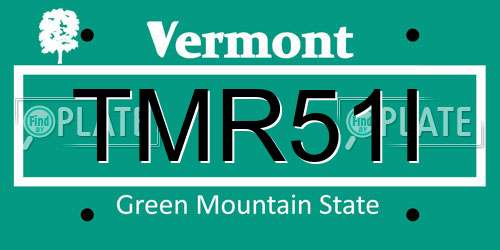 TMR51I Vermont License Plate