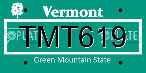 TMT619 Vermont License Plate