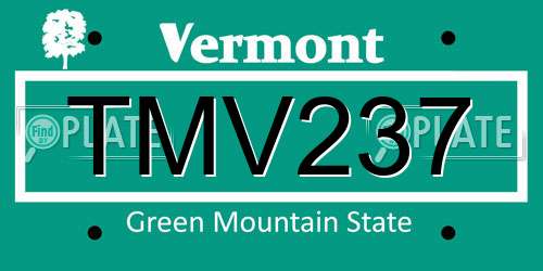 TMV237 Vermont License Plate