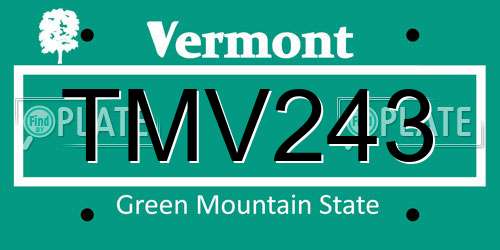 TMV243 Vermont License Plate