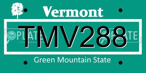 TMV288 Vermont License Plate