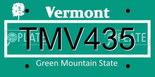 TMV435 Vermont License Plate